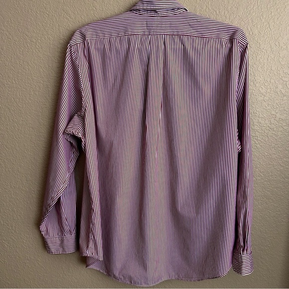 Ralph Lauren Classic Fit Red and White Striped Long Sleeve Button Down Shirt - Picture 3 of 10